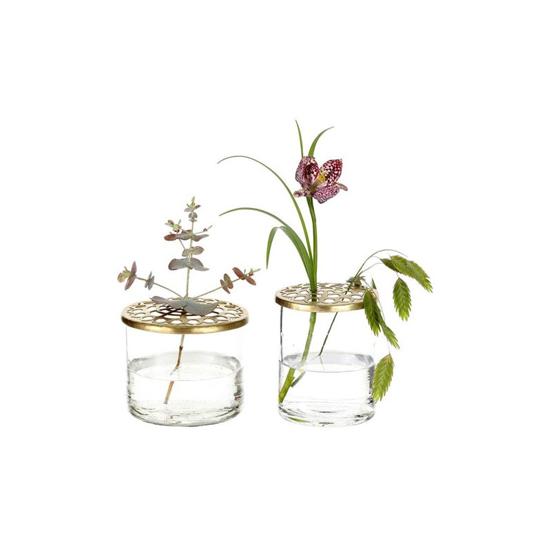 Vaser med blomhållare (2-pack), Klar