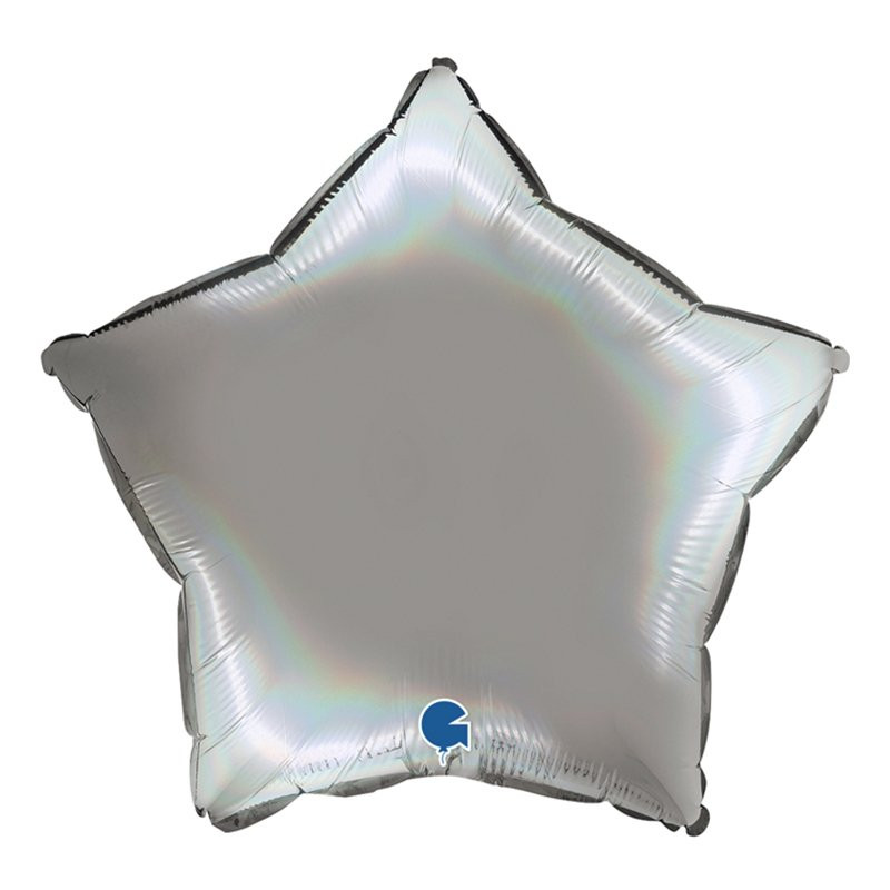 Folieballong Stjärna Holografisk Grå - 45 cm