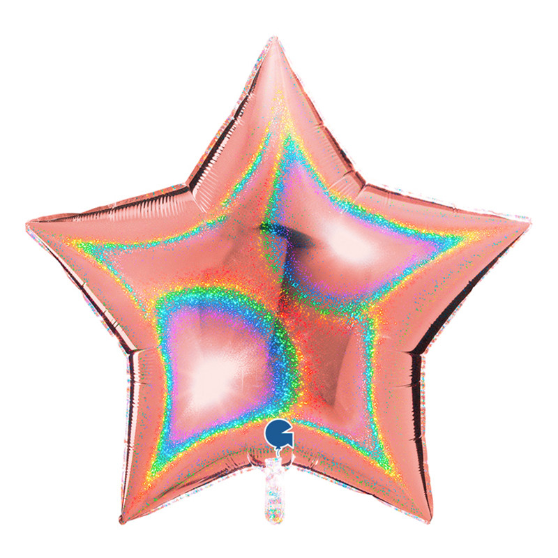 Folieballong Stjärna Glitter Roséguld