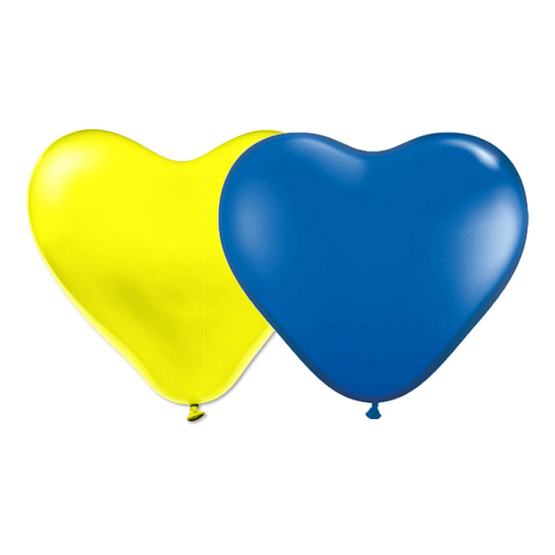 Hjärtballonger Blå/Gul