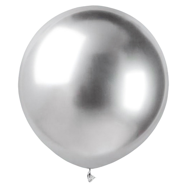 Stora Runda Silver Chrome Ballonger (10-pack)