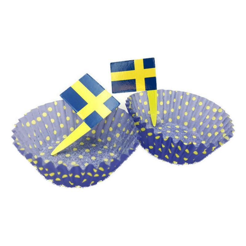 Muffinsformar Sverigeflagga - 20-pack