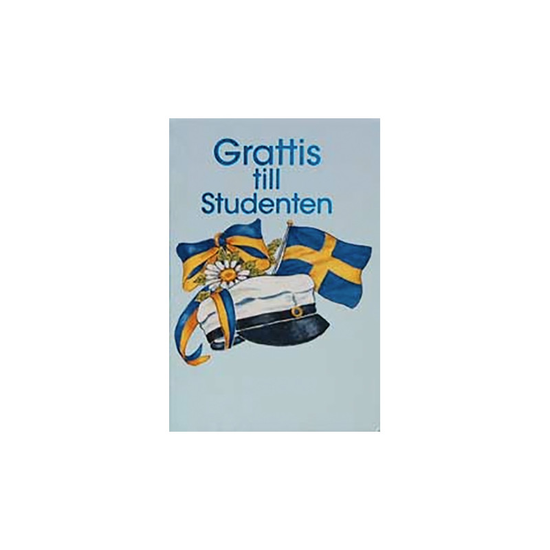 Dubbelkort Mini Grattis till Studenten Ljusblå