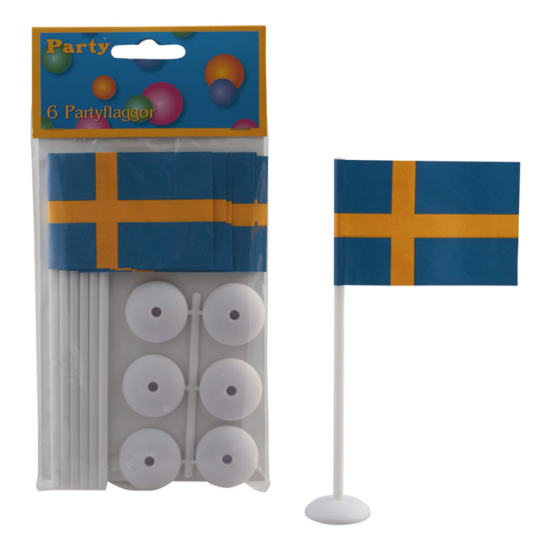 Bordsflaggor Sverige - 6-pack