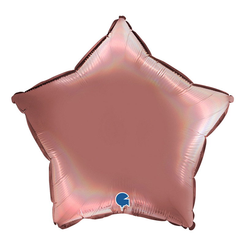 Folieballong Stjärna Holografisk Roséguld - 45 cm