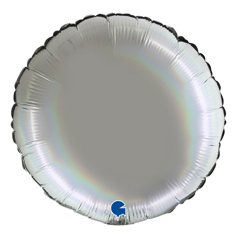 Folieballong Rund Holografisk Silver - 45 cm