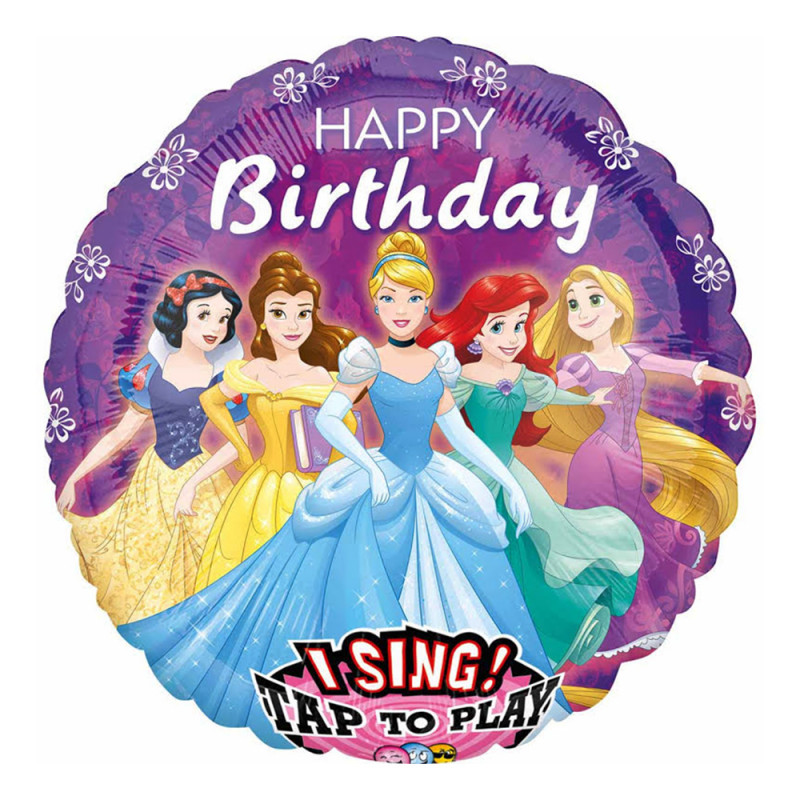 Sjungande Folieballong Disneyprinsessor Happy Birthday