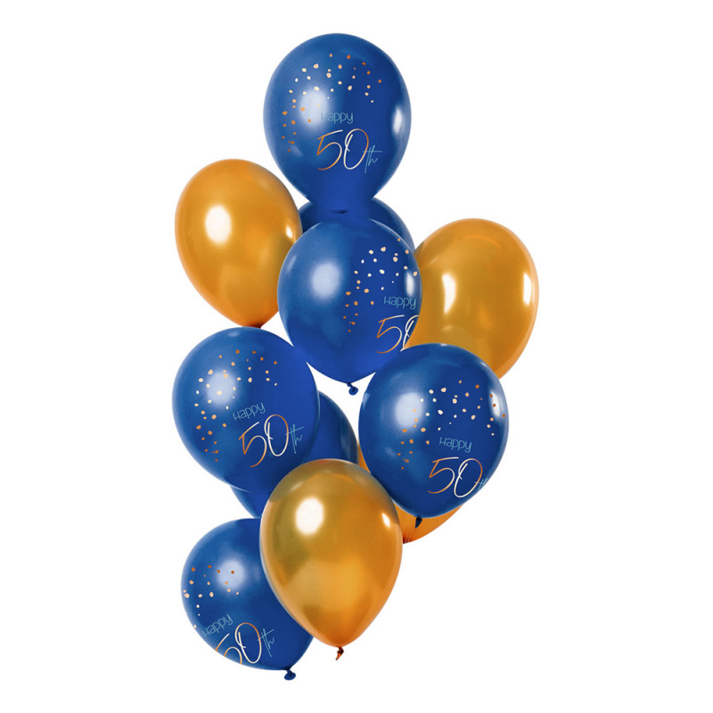 Latexballonger Happy 50th True Blue - 12-pack