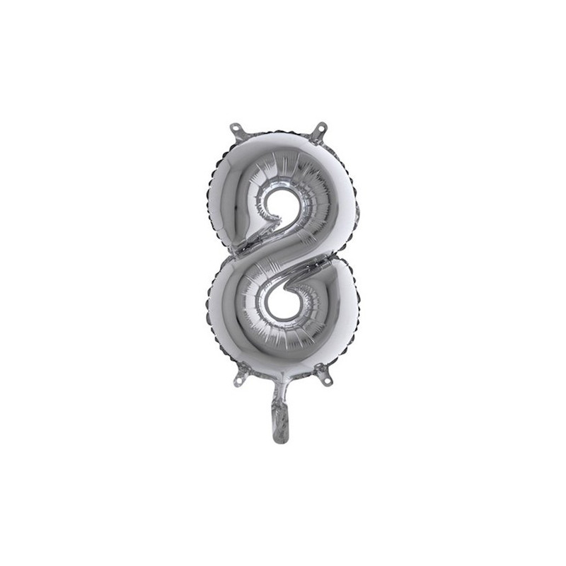 Sifferballong Mini Silver Metallic - Siffra 8