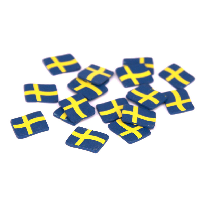 Konfetti Sverigeflaggor i Trä - 25-pack