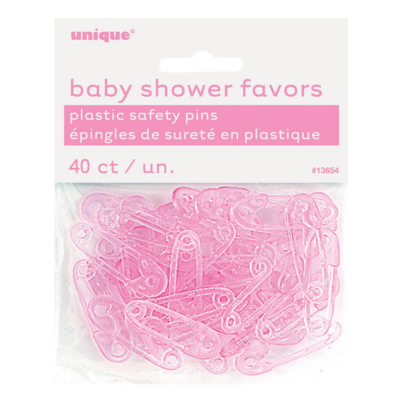 Babyshower Säkerhetsnålar Rosa i Plast - 40-pack