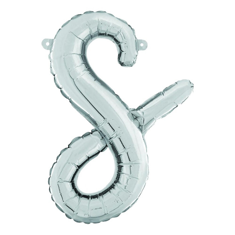 Bokstavsballong Script Silver - Bokstav S