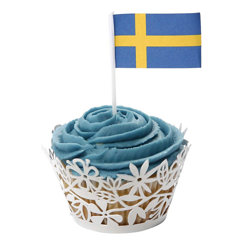 Tårtflaggor Sverige - 100-pack