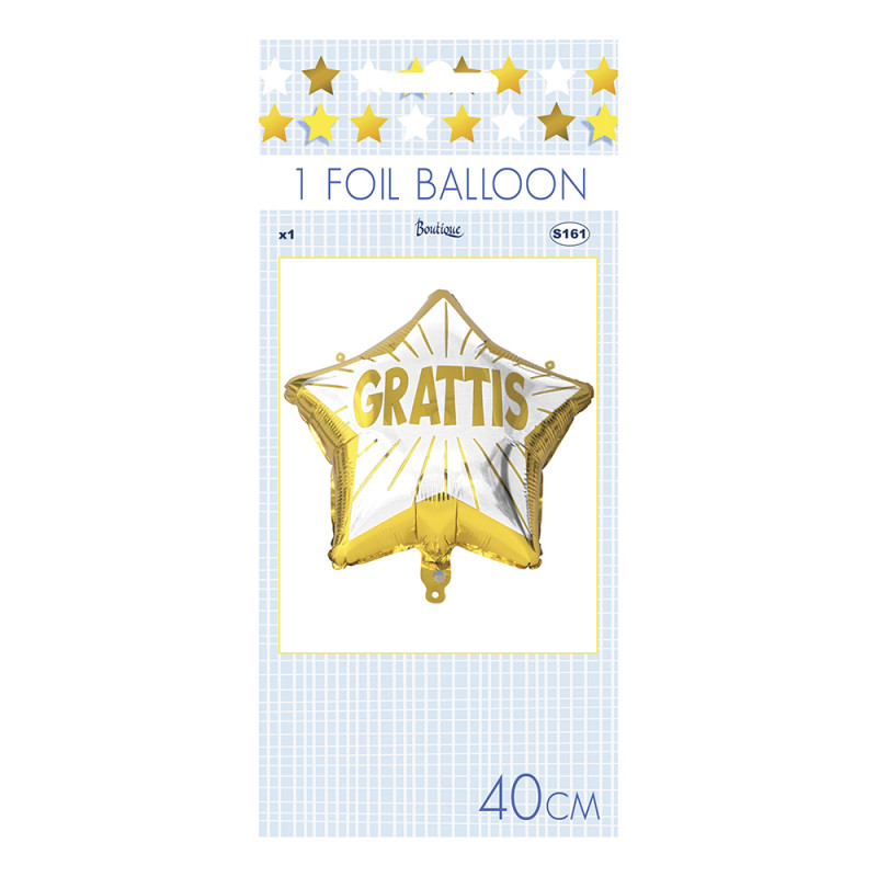 Folieballong Grattis Stjärna Guld/Vit - 1-pack