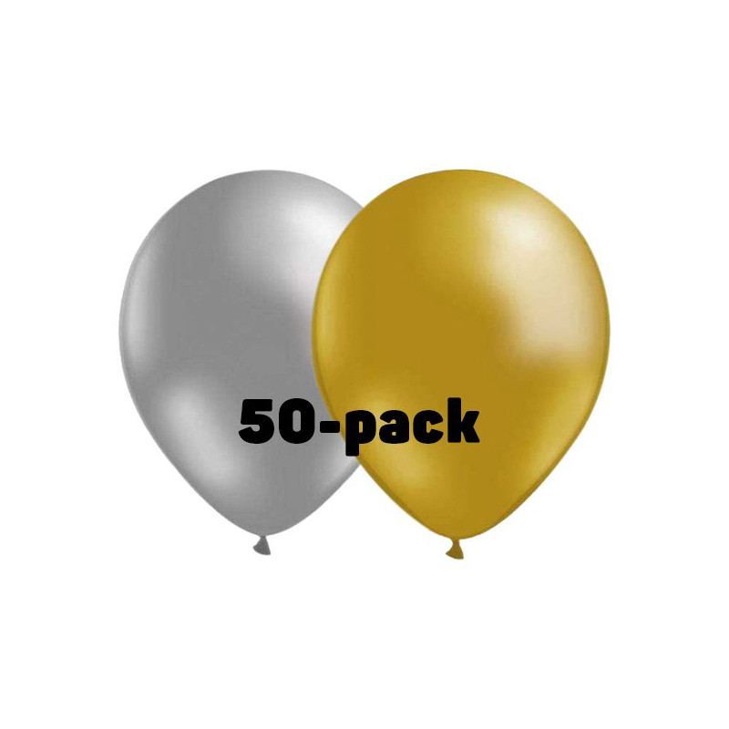 Ballongkombo Silver/Guld - 50-pack