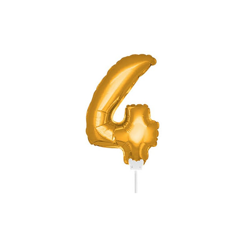 Folieballong på Pinne Guld - Siffra 4