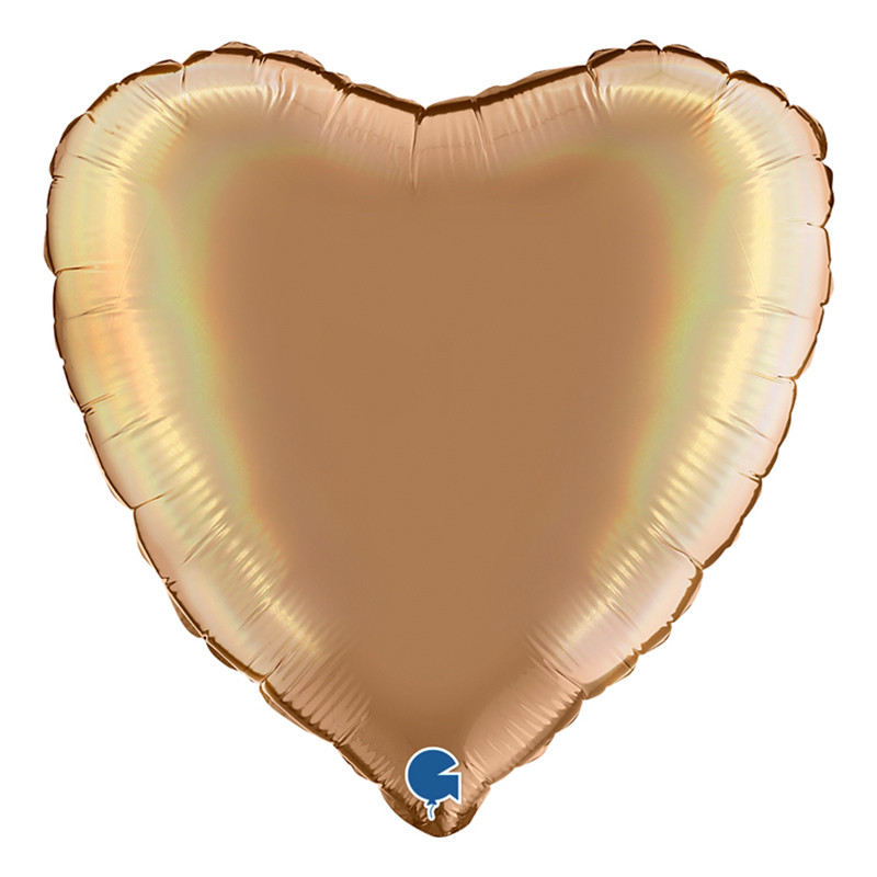 Folieballong Holografisk Guld Hjärta