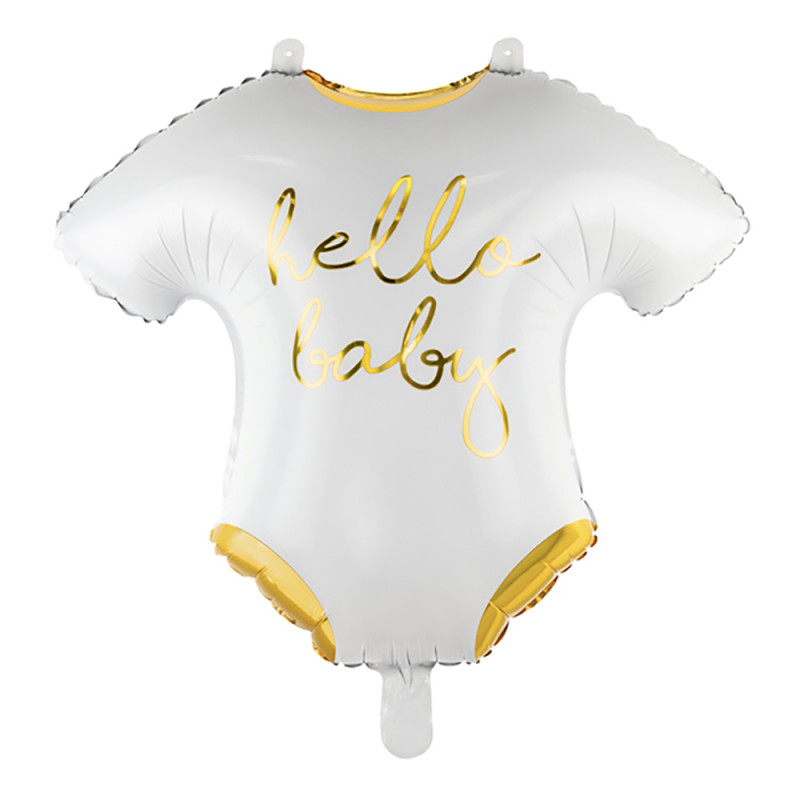 Folieballong Baby Romper Vit/Guld - 1-pack