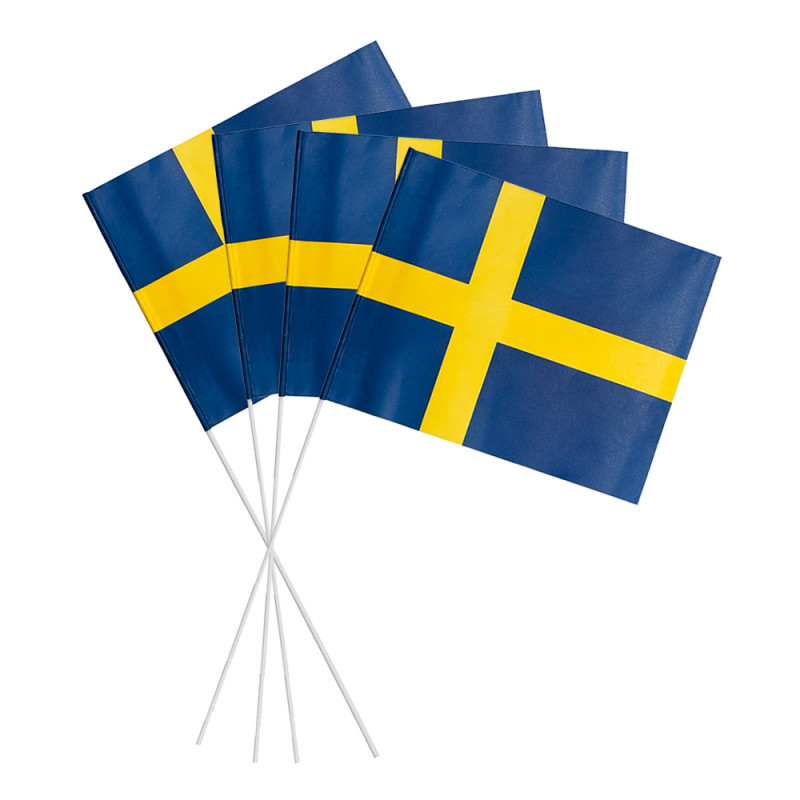 Pappersflaggor Sverige på Pinne - 4-pack