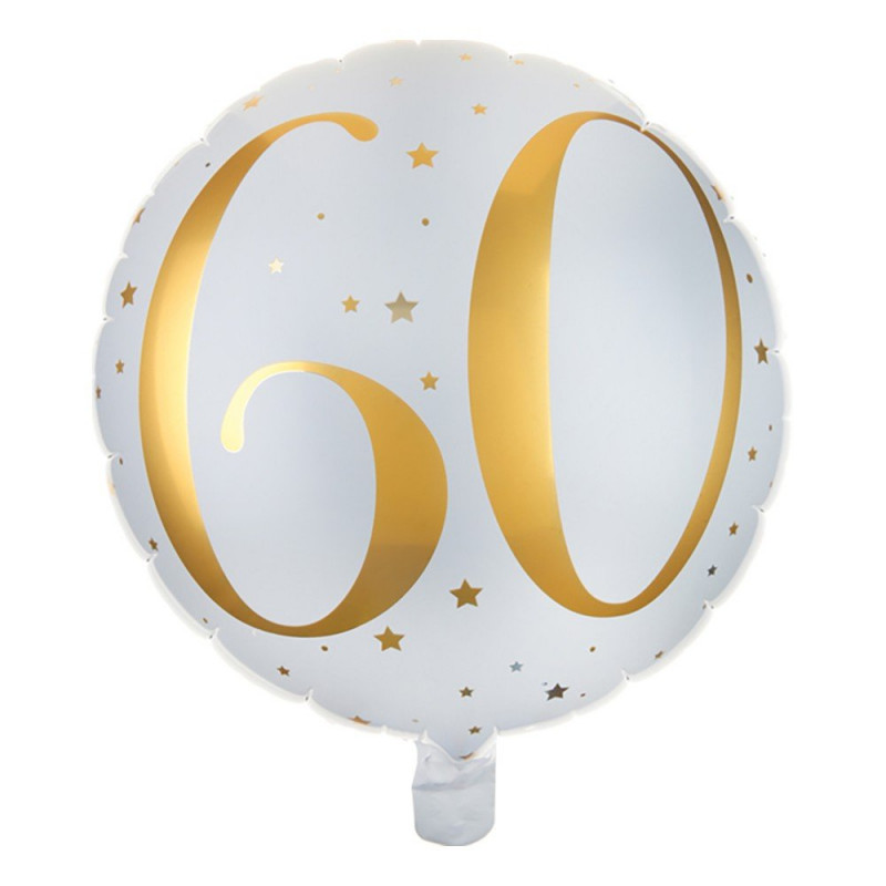 Folieballong Siffra Vit/Guld - Siffra 60