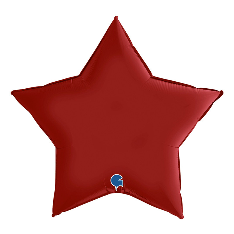 Folieballong Stjärna Satin Rubinröd - 45 cm