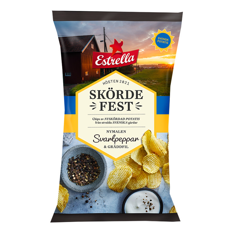 Estrella Skördefest Svartpeppar & Gräddfil - 250 gram