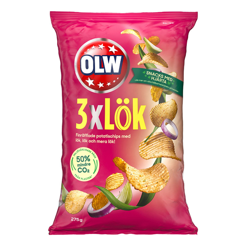 OLW 3xLök Chips 275 gram - 275 gram