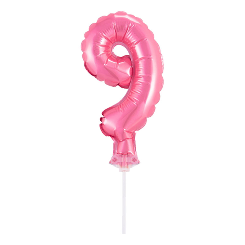 Folieballong på Pinne Rosa - Siffran 9