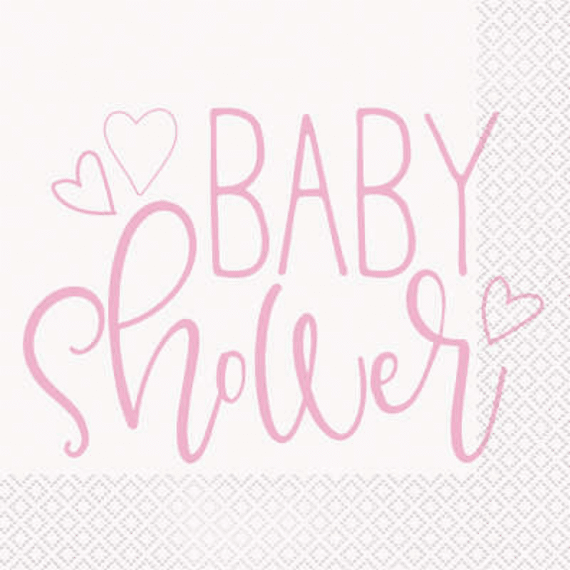 Baby shower rosa servetter 16-pack