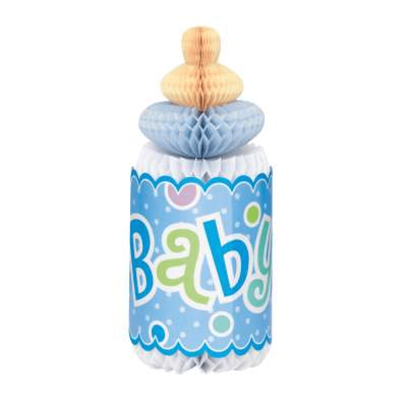 Baby Shower blå bordsdekoration - nappflaska