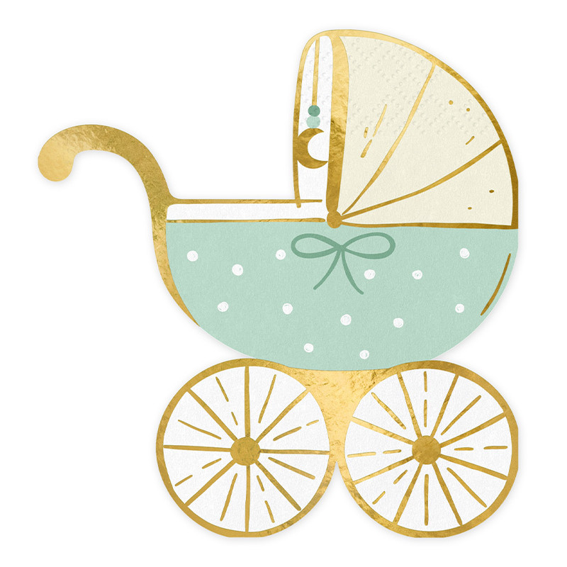 Baby Shower Barnvagn Servett Blå 20-pack