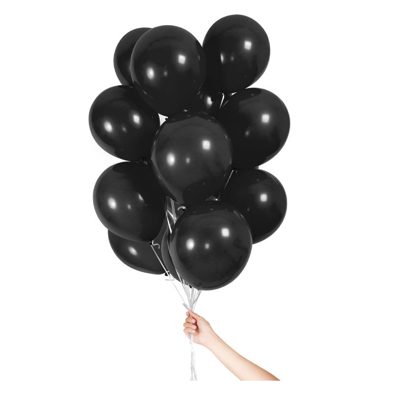 Ballonger Med Ballongsnöre Svart 30-pack