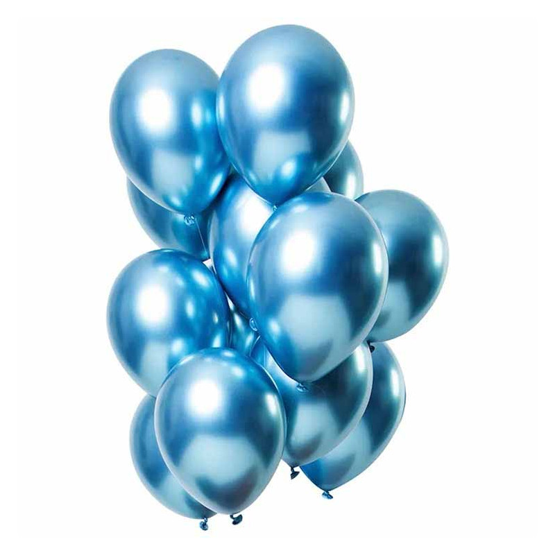 Ballonger Spegeleffekt blue 33 cm 12-pack