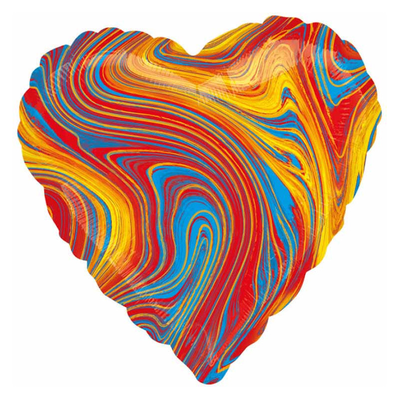 Heliumballong hjärta marmorerad - flerfärgad