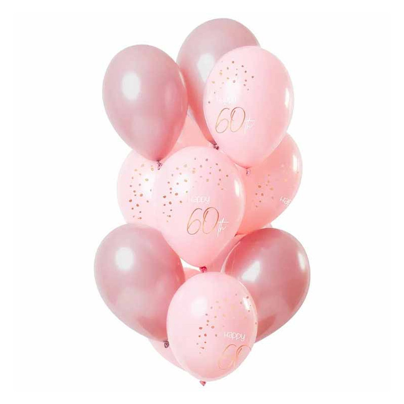 60 års Ballonger elegant rosa 33cm 12-pack