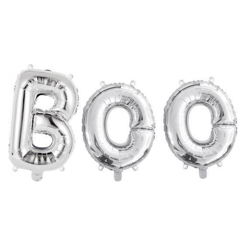 Folieballong \"BOO\" Silver 41 cm
