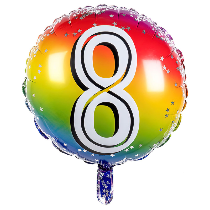 Folieballong Regnbåge 8 år