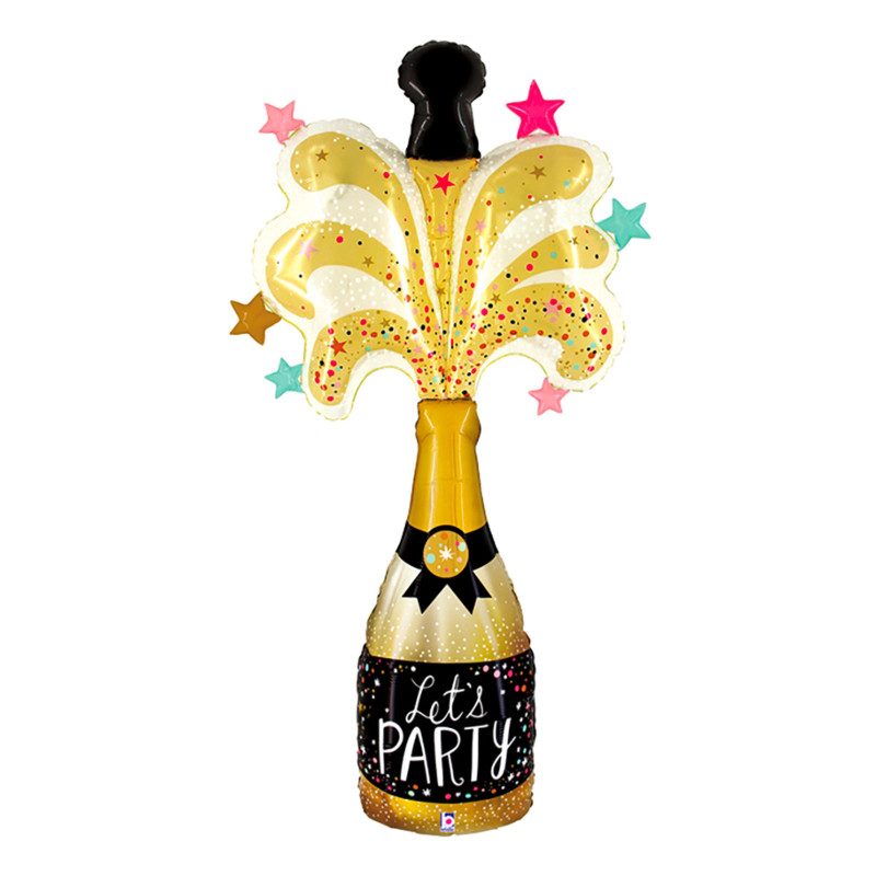 Gigantisk Folieballong Champagneflaska Let\'s Party