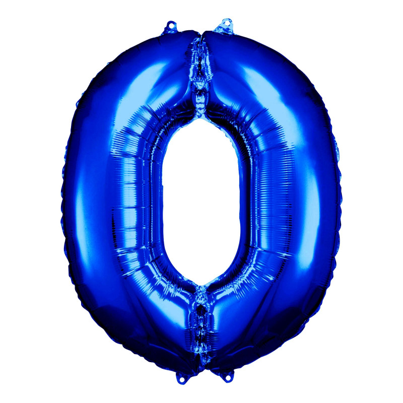 Sifferballong Blå Metallic - Siffra 0