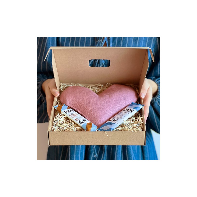 Presentlåda - Värmehjärta med choklad, rosa, Rosa