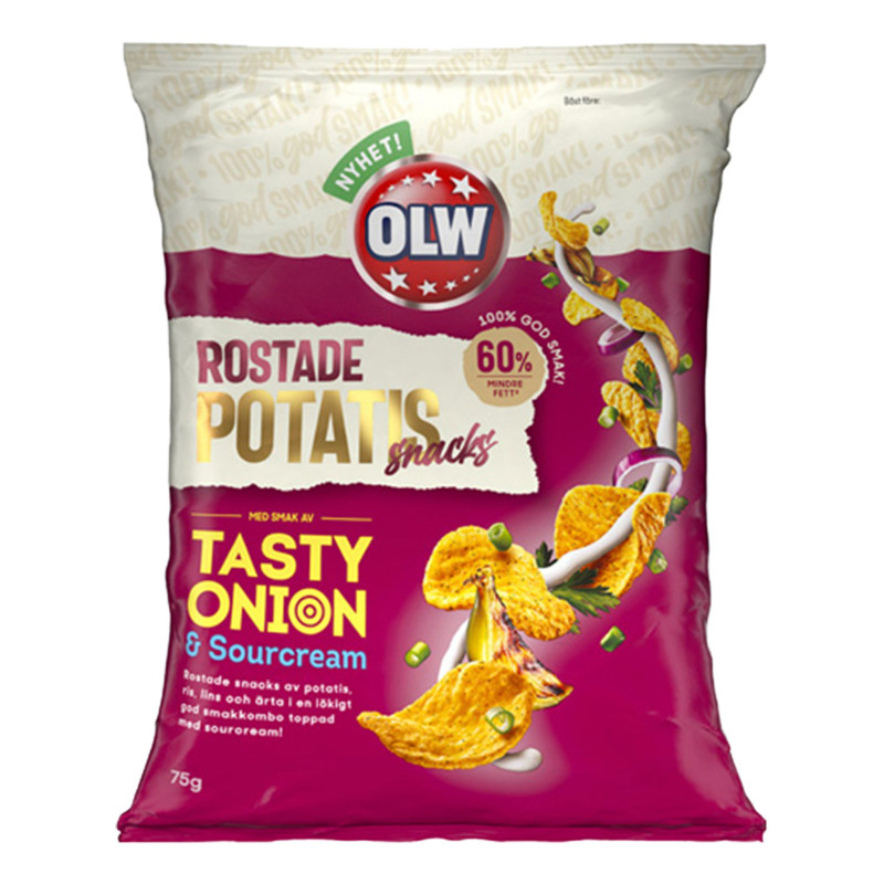 OLW Rostade Potatissnacks Tasty Onion - 75 gram