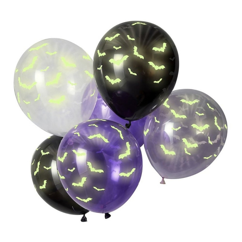 Självlysande Ballonger Fladdermöss Flerfärgad - 6-pack