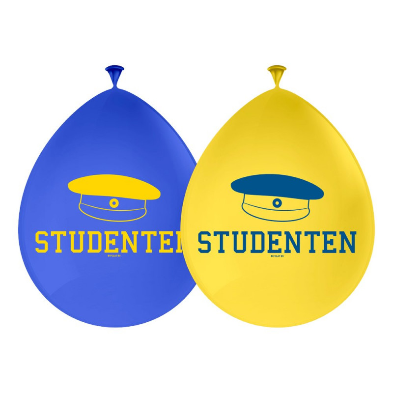 Ballonger Studenten Blå/Gul - 8-pack