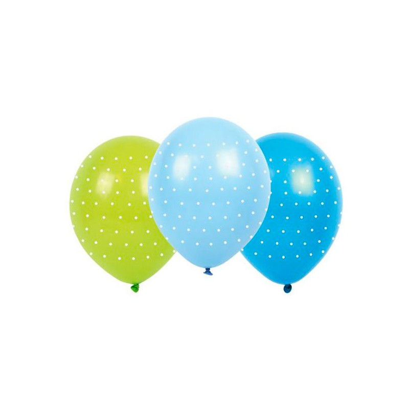 Ballonger Prickiga Blå/Grön/Ljusblå - 6-pack
