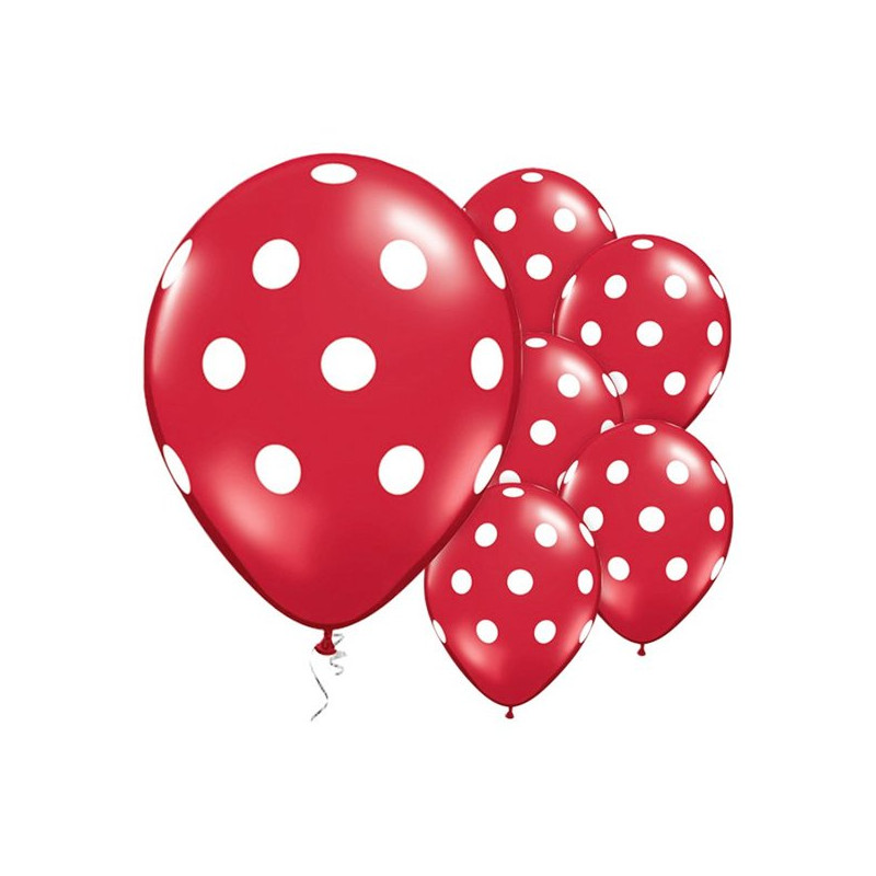 Ballonger Polka Dot Röd/Vit - 25-pack
