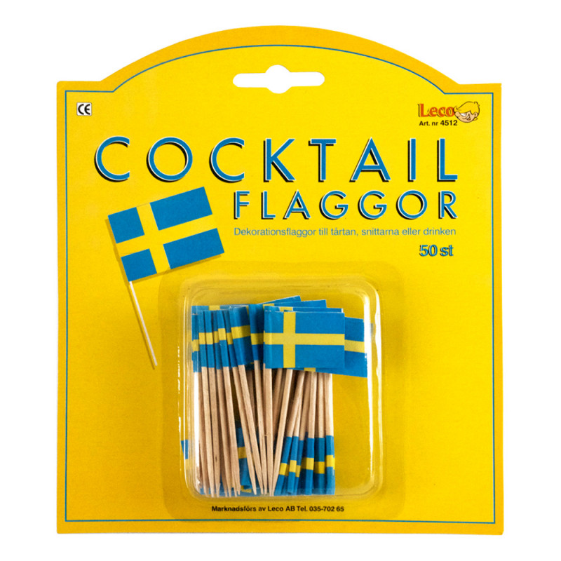 Cocktailflaggor Sverige - 50-pack