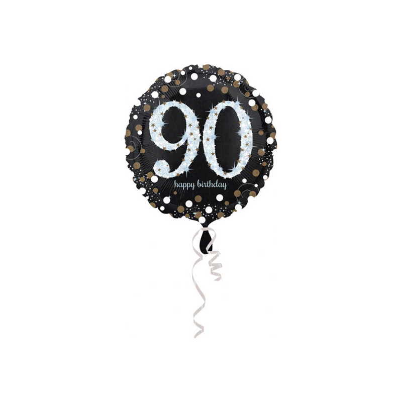 Folieballong Happy Birthday 90 Glitter