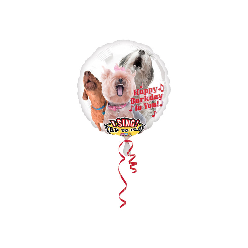 Sjungande Folieballong Happy Birthday Hundar - 71x71cm